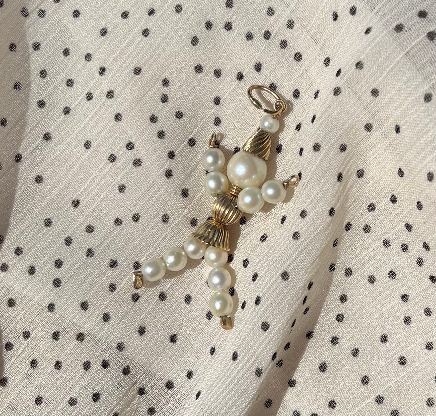 10k Clown pendant with Pearls